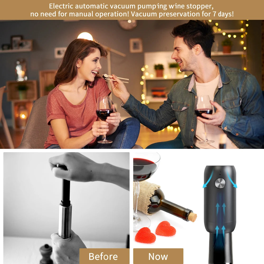 USB Rechargeable Wine Opener Set Automatic Corkscrew Electric Wine Bottle Openers With Foil Cutter For Kitchen Bar Wine Lovers