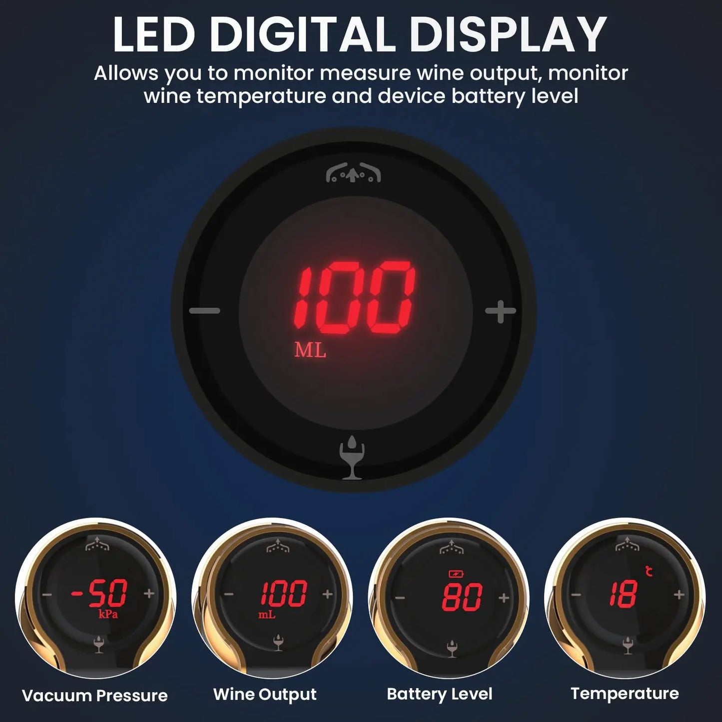 Luxurious 4-in-1 Electric Wine Aerator Decanter Dispenser & Vacuum Saver with LED Display Wine Pourer Gift for Women Wine Lover