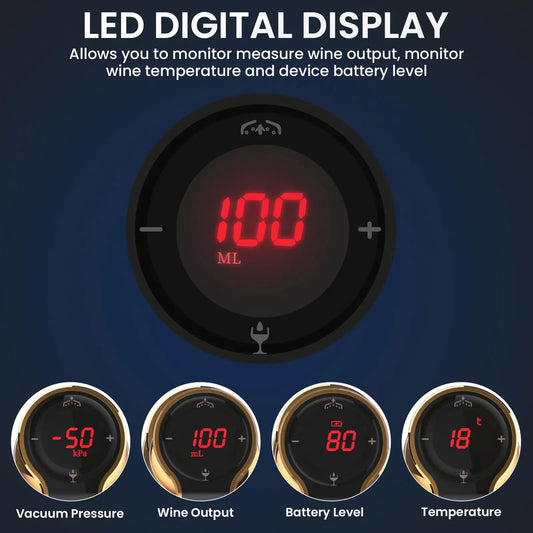 Luxurious 4-in-1 Electric Wine Aerator Decanter Dispenser & Vacuum Saver with LED Display Wine Pourer Gift for Women Wine Lover