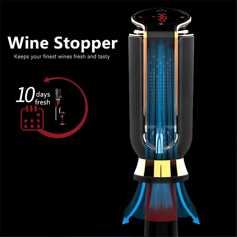 Luxurious 4-in-1 Electric Wine Aerator, Preserver , Dispenser & Vacuum Saver with LED Display - Wine Accessories for Wine Lovers
