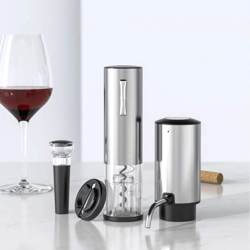 Rechargeable Electric Red Wine Openers Automatic Corkscrew Wine Openers Set Foil Cutter Wine Stopper Wine Pourer Christmas Gifts