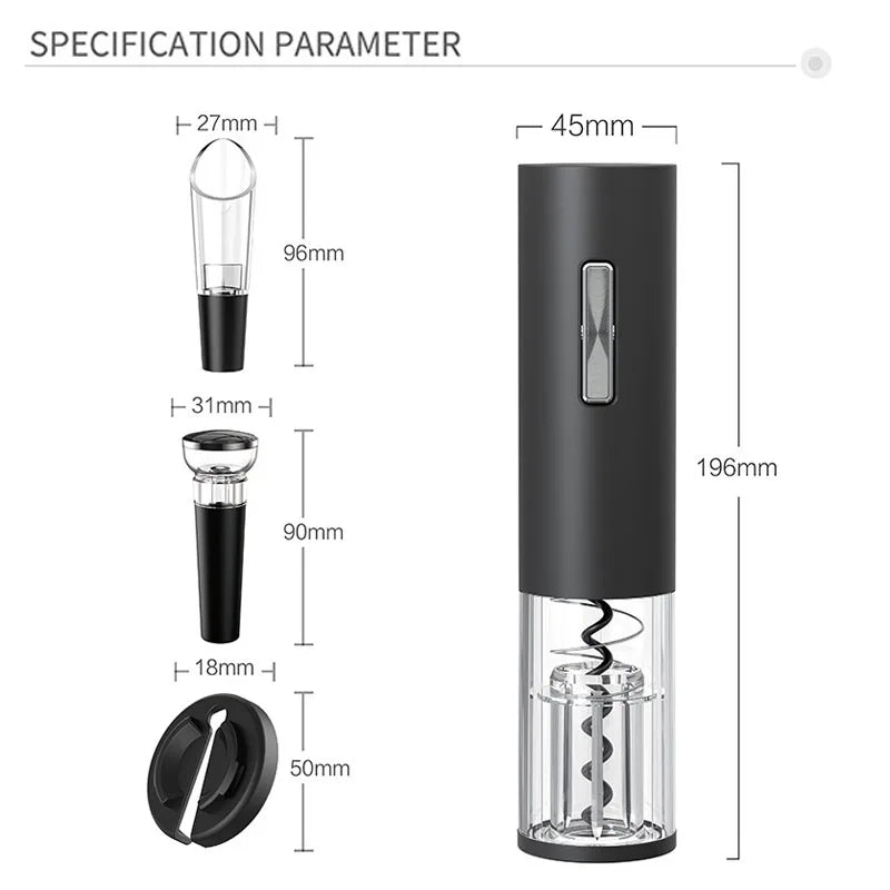 Electric Wine Screwer Set Wine Bottle Corkscrew Rechargeable Gifts Set with Opener Wrap Cutter Preserve Stopper Pourer