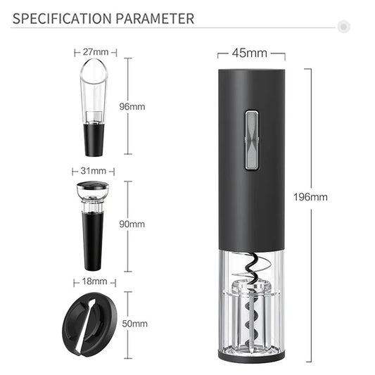 Electric Wine Screwer Set Wine Bottle Corkscrew Rechargeable Gifts Set with Opener Wrap Cutter Preserve Stopper Pourer