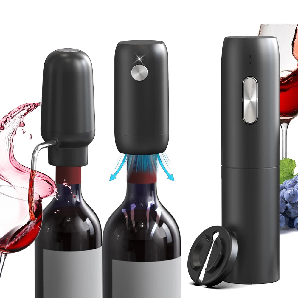 USB Rechargeable Wine Opener Set Automatic Corkscrew Electric Wine Bottle Openers With Foil Cutter For Kitchen Bar Wine Lovers