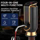 Luxurious 4-in-1 Electric Wine Aerator Decanter Dispenser & Vacuum Saver with LED Display Wine Pourer Gift for Women Wine Lover