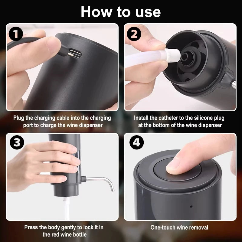 Intelligent Electric Wine Aerator 4-In-1 Wine Set Operated Automatic Corkscrew Foil Cutter And Vacuum Wine Stopper Bar Tools