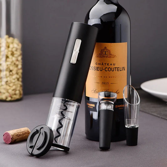 Electric Wine Screwer Set Wine Bottle Corkscrew Rechargeable Gifts Set with Opener Wrap Cutter Preserve Stopper Pourer
