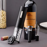 Electric Wine Screwer Set Wine Bottle Corkscrew Rechargeable Gifts Set with Opener Wrap Cutter Preserve Stopper Pourer