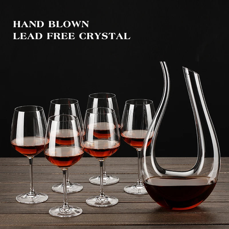 U-Shape Classic Red Wine Decanter – 1.5L Hand-Blown Crystal