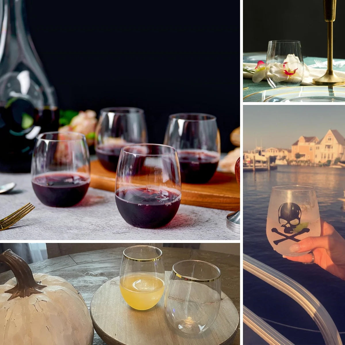 12-40Pcs 12oz Plastic Wine Glasses Disposable Stemless Wine Glasses