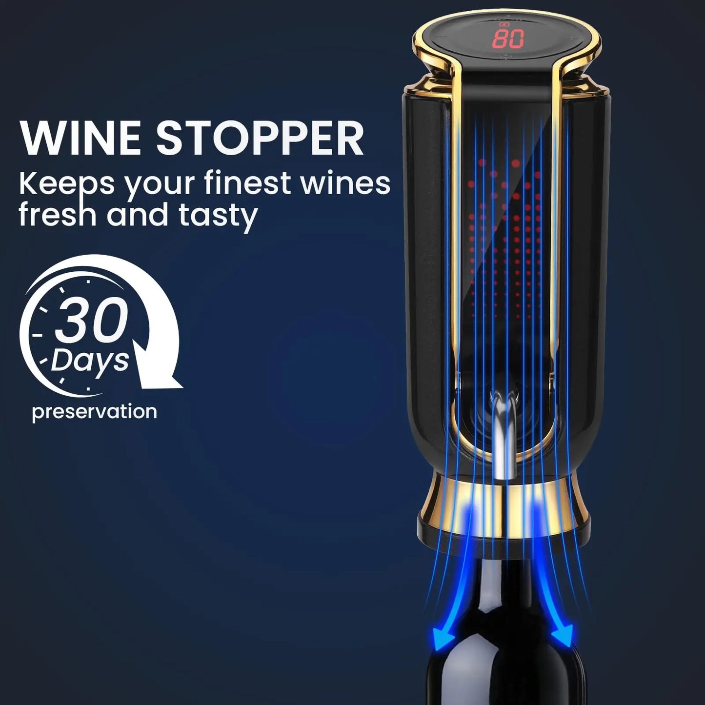 Luxurious 4-in-1 Electric Wine Aerator Decanter Dispenser & Vacuum Saver with LED Display Wine Pourer Gift for Women Wine Lover