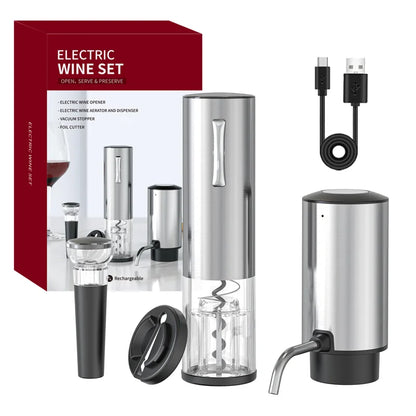 Rechargeable Electric Red Wine Openers Automatic Corkscrew Wine Openers Set Foil Cutter Wine Stopper Wine Pourer Christmas Gifts