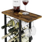 Wine Rack Countertop Wooden & Metal Holder for 6 Bottles & 2 Glasses