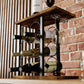 Wine Rack Countertop Wooden & Metal Holder for 6 Bottles & 2 Glasses