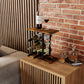 Wine Rack Countertop Wooden & Metal Holder for 6 Bottles & 2 Glasses