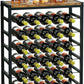 6-Tier Freestanding Wine Rack for 30 Bottles with Wood Countertop and Sturdy Metal Frame