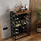 6-Tier Freestanding Wine Rack for 30 Bottles with Wood Countertop and Sturdy Metal Frame