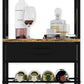 CARLA HOME Freestanding Wine Rack for 20 Bottles with Wood Countertop and Sturdy Metal Frame