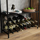 CARLA HOME Large Wine Rack for 20 Bottles with Wood Countertop and Sturdy Metal Frame