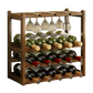 Bamboo Wine Rack Free Standing 15 Bottles with 6 Glasses Holder Storage in Dark Brown