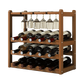 Bamboo Wine Rack Free Standing 15 Bottles with 6 Glasses Holder Storage in Dark Brown
