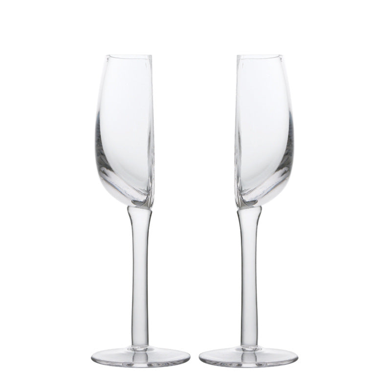 2 Pcs Unique Half-Round Crystal Wine Glass