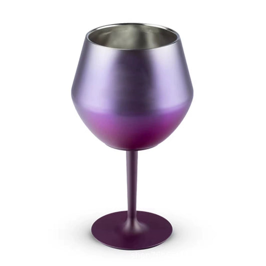 2 Pcs Purple Detachable Stainless Steel Wine Glass - 14oz (420ml) Portable Stemmed Goblet for Outdoors & Travel